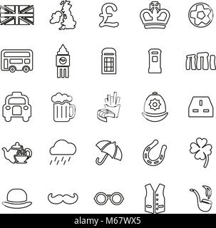 United Kingdom Icons Thin Line Vector Illustration Set Stock Vector