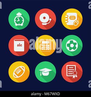 University Icons Flat Design Circle Stock Vector