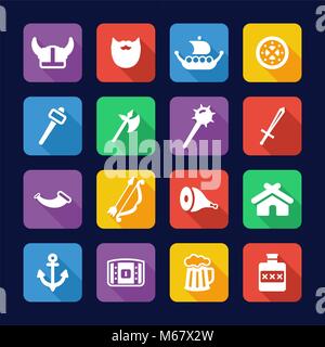 Viking Icons Flat Design Stock Vector