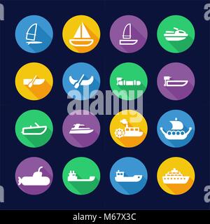 Water Transport Icons Flat Design Circle Stock Vector