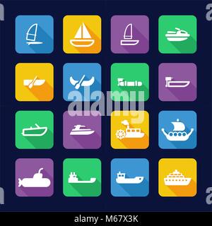 Water Transport Icons Flat Design Stock Vector