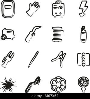 Welding Icons Freehand Stock Vector