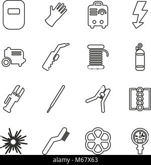 Welding Icons Thin Line Vector Illustration Set Stock Vector