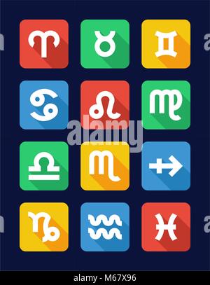Zodiac Icons Flat Design Stock Vector