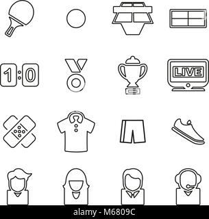 Table Tennis Sport Icons Thin Line Vector Illustration Set Stock Vector