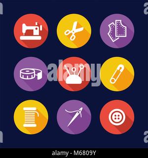 Tailor Shop Icons Flat Design Circle Stock Vector