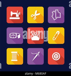 Tailor Shop Icons Flat Design Stock Vector