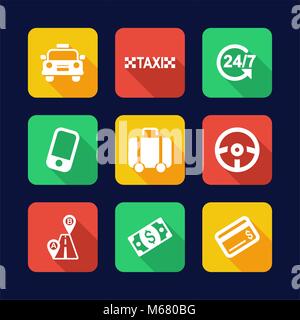 Taxi Icons Flat Design Stock Vector
