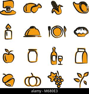 Thanksgiving Icons Freehand 2 Color Stock Vector