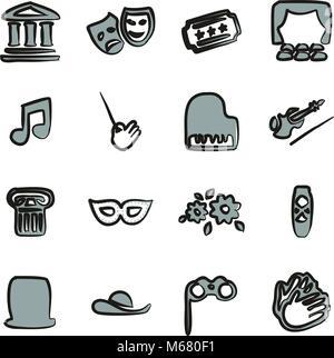 Theater Icons Freehand 2 Color Stock Vector