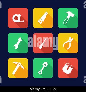Tools Icons Flat Design Stock Vector