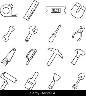 Tools Icons Thin Line Vector Illustration Set Stock Vector