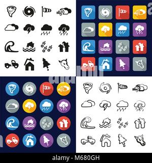 Tornado All in One Icons Black & White Color Flat Design Freehand Set Stock Vector