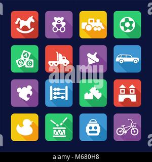 Toys Icons Flat Design Stock Vector