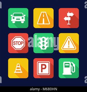 Traffic Icons Flat Design Stock Vector