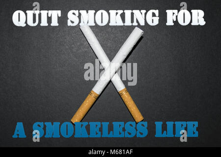 cigarette lung cancer slogan brochure studies, nice and meaningful images for smoking cessation Stock Photo