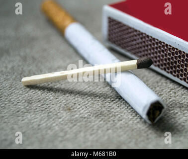 cigarette lung cancer slogan brochure studies, nice and meaningful images for smoking cessation Stock Photo