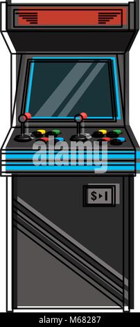 vintage arcade game machine with joysticks and buttons vector illustration Stock Vector