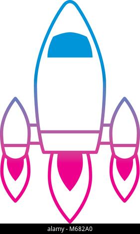 video game retro rocket launch style vector illustration degrade color line image Stock Vector