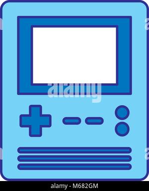 retro portable video game console gadget vector illustration blue design Stock Vector