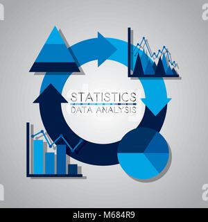 statistics data analysis business pie chart graphic for reports presentations Stock Vector