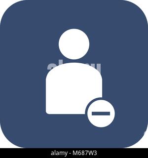 Vector illustration of thin line remove male user action icon. Could be used as menu button, user interface element template, badge, sign, symbol, com Stock Vector
