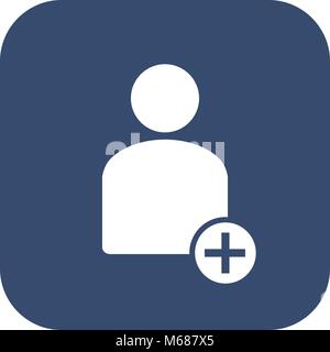 Vector illustration add male user action icon. Could be used as menu button, user interface element template, badge, sign, symbol, company logo Stock Vector