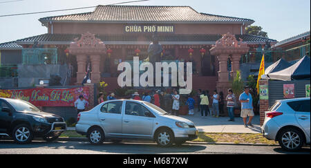 Front view of Pho Minh Temple during Lunar New Year celebrations 2018. Bankstown. AUSTRALIA Stock Photo