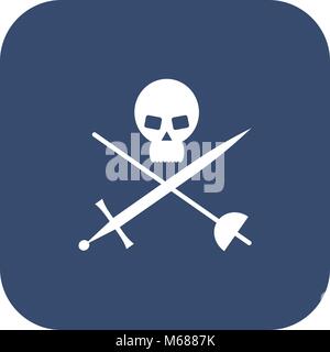 Icon skull with crossed sabers. Vector illustration. Stock Vector