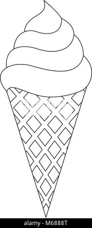 Download Line art ice cream cone black and white icon set. Coloring book page Stock Vector Art ...