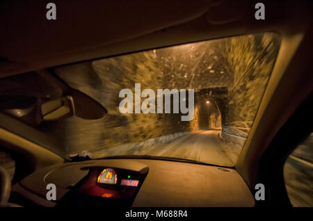 View of a tunnel from the car Stock Photo