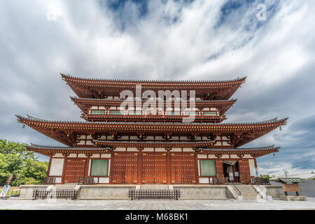 Nara - August 25, 2017: Front view of Kondo (Main hall) of Yakushi-Ji temple. Listed as UNESCO World Heritage Site as Historic Monuments of Ancient Na Stock Photo