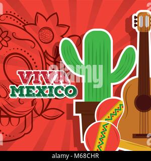 viva mexico traditional card Stock Vector