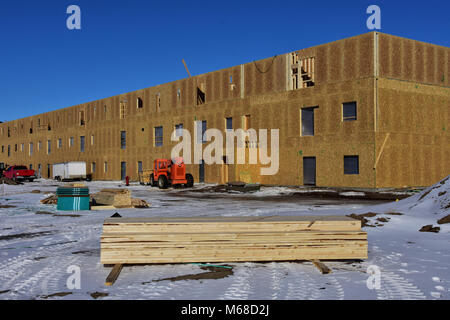 Wood frame building under construction. Stock Photo