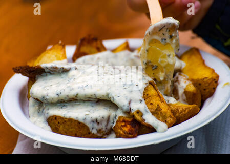 The Potato with Quark for the Lunch Stock Photo