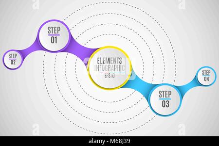 Infographic elements for your business projects. Paper, volumetric circles with numbers in the style metaball. Multicolored connections. Vector illust Stock Vector