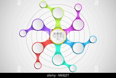 3d elements of infographics for your business projects. Empty paper, three-dimensional circles in the style metaball. A chain of objects. Multicolored Stock Vector