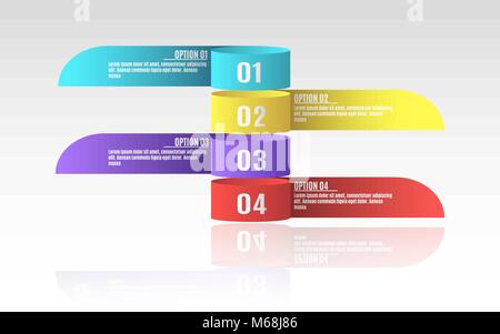 Modern infographics for business projects. A diagram to show your work. Option number. Realistic paper tapes. Vector illustration in a flat style. EPS Stock Vector