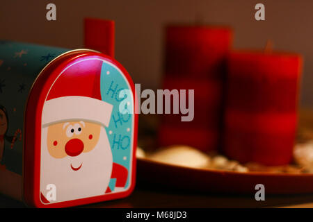 Metal Box - Christmas ornament with Santa Claus Stock Photo