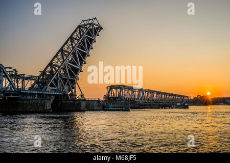 Amtrak Old Saybrook – Old Lyme Bridge   Old Lyme, Connecticut, USA Stock Photo