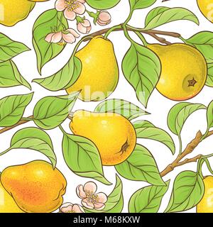 pear branches vector pattern on white background Stock Vector