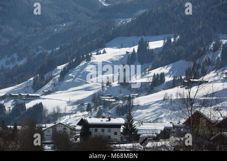 Europe Austria Alps Großarl - a barbed wire fence  in fresh winter snow Stock Photo