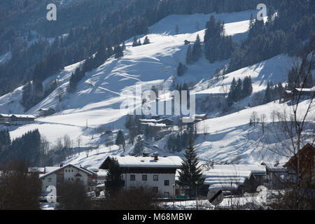 Europe Austria Alps Großarl - a barbed wire fence  in fresh winter snow Stock Photo