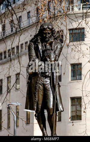 Statue of contentious figure Edward Colston, merchant, benefactor andslave trader. Bristol city Center England UK Stock Photo