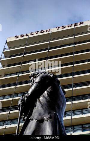 Statue of contentious figure Edward Colston, merchant, benefactor andslave trader. Bristol city Center England UK Stock Photo