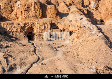 Entrance to tomb of Hatshepsut temple builders Stock Photo