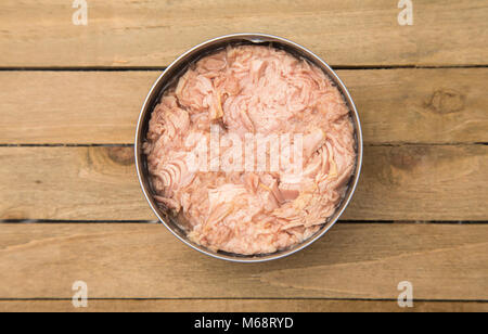 Open Can of Tuna in a Silver Tin Stock Photo