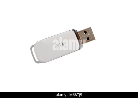 Mock up of USB flash drive, key memory isolated on white background. Stock Photo