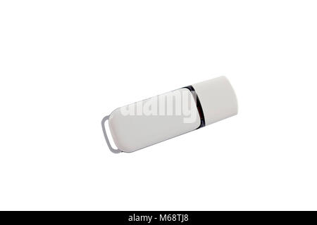 Mock up of USB flash drive, key memory isolated on white background. Stock Photo