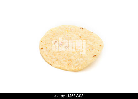Round Tortilla Corn Chips on a White Background Stock Photo